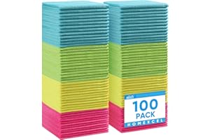 HOMEXCEL Mikrofasertücher 100 Stück, Mikrofaser Reinigungstücher Lappen Putztücher Fenster Tuch Mikrofasertücher Geschirrtücher für Auto,Küche,Haus 30,5 x 30,5 cm