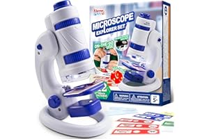 Klever Kits Microscope for Kids, 2 in 1 Portable Microscope Kit with LED Light, 60X-180X Educational Toys Science Kit Toy for Kids Ages 5 6 7 8 Boys Girls Gift