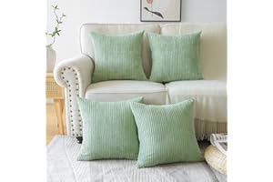 Sungeek 4er Set Kordsamt Kissenbezüge 45x45 cm, Dekorativ Zierkissenbezüge Weich Kissenbezug Dekokissen Sofakissen Couchkissen Deko Bezug Kissenhülle für Sofa Schlafzimmer Wohnzimmer (Salbei Grün)