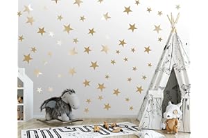 ELES VIDA 25 stickers muraux étoiles pour la chambre des enfants - ensemble d'autocollants muraux - bébé ciel étoilé à coller sur la décoration murale autocollant - or