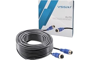 VSG Prolunga per Sistemi di Retromarcia per Auto, Camion, Furgone, Camper, Cavo per Telecamera a 4 PIN, Impermeabile IP67, 12 e 24 V - 7 m