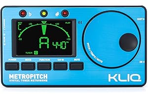 KLIQ MUSIC GEAR KLIQ MetroPitch Accordeur métronome pour tous les instruments avec modes guitare, basse, violon, ukulélé et accordage chromatique (MetroPitch, Bleu)