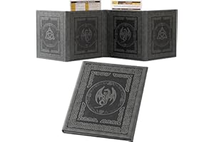 Soar Forge DM Screen for DND with 4 Wider Panels - Crystal Clear GM Pockets - Embossed Faux Leather Dungeon Master Screen with Celtic Knot & Dragon Design for D&D 5e & More