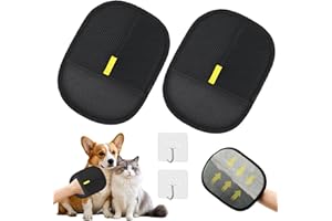 GUO-SWY 2 Stück Tierhaarentferner Handschuh, Wiederverwendbare Antistatische Fell Magnet Handschuh Katze, Fellmagnet, Pet Hair Remover Glove, Katzen Hunde Handschuhe Fellpflege Für Reinigungs (2PCS +2 Haken)