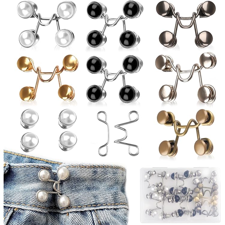 10 Boutons De Ceinture Réglables Sans Couture - Réduction Tour De Taille Pour Pantalon, Jeans, Jupes - Clips Amovibles Noir
