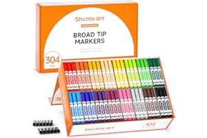 Shuttle Art 304 Pack Markers Bulk, 16 Assorted Colors Broad Line Classpack Markers, Classroom School Supplies for Teachers Kids