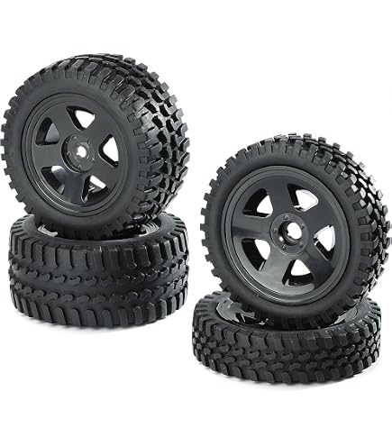 Pneus Tout-Terrain Pour Voiture RC Tamiya DF02/DF03/TT02B - 4 Pneus En Caoutchouc Noir