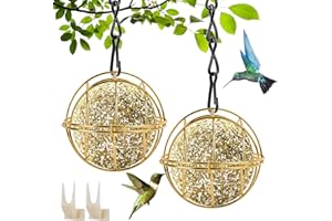 Tufa Mangiatoia per Uccelli, 2 Pezzi Mangime per Uccelli, Mangiatoia per Palle di Grasso con Gancio e Forchetta per Frutta, Mangiatoia per Uccellini da Esterno, per Recinzioni, Giardino