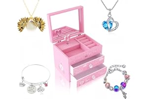 ZOOWING Girls Musical Jewelry Box Toys Gifts with Full Size Mirror and Unicorn Jewelry Set (A-Princess1)