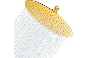 Ohotecy Alcachofa de ducha redonda de 12 pulgadas, de acero inoxidable, con boquillas anticalcáreas, 30 cm, gran cabezal de lluvia redondo, número de boquillas: 144