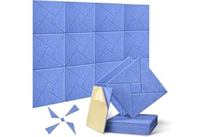 12 Pack Self-adhesive Acoustic Panels, JAMELO 12" X 12" X 0.4" Sound Proof Acoustic Foam with Pattern Square High Density Sound Absorbing Wall Panels for Home Studio Office