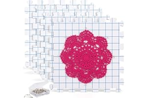 Aeelike Lot de 4 grands tapis de blocage en mousse pour tricot et épingles de 27,9 cm d'épaisseur avec grilles et 100 épingles en T, grands tapis de blocage en mousse pour crochet Granny Squares