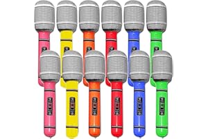 PRVCFZ 12 PCS Inflatable Microphone, Blow Up Microphone, Party Accessories, Inflatable party Props, Star Party Supplies Christmas Birthday Party Gifts Stage Performance (10 Inches 6 Color)