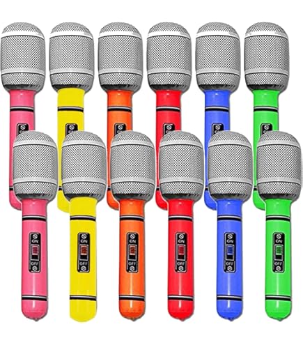 12 Pieces Inflatable Microphones Blow Up Microphone Inflatable Microphone Props Blow Up Random Colors - View #11