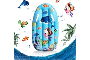 Bodyboard Gonfiabile, Hillylolly Tavola da Surf Gonfiabile Bambini, Tavoletta Nuoto Gonfiabile, con Manici, Portatile, Tavola Galleggiante, Tavola Gonfiabile per Bambini 3-14 Anni, 94 x 54 CM, Blu