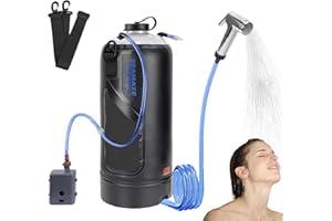 BOOSTEADY 12L Camping Shower, Portable Solar Shower Bag with Upgraded Screw Lid, Auto Pressure Pump, Solar Shower, Camping Shower Head for Beach Camping, Hiking, Traveling, Washing