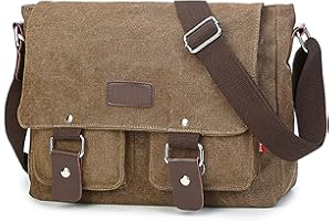 XFLYP Umhängetasche, Vintage Canvas Schultertasche Herren, Multifunktionstasche mit Verstellbarem Schultergurt, für Schule und Arbeits,für Männer und Frauen