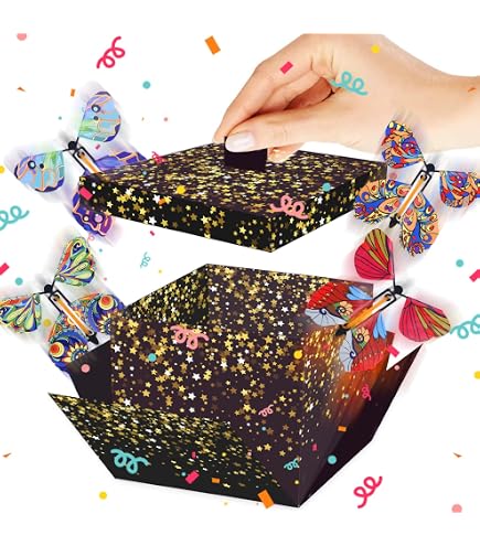 1 Set Scatola regalo a sorpresa con farfalle volanti per compleanno