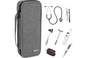 Teamoy estuche para estetoscopio, Bolsa de transporte compatible con el estetoscopio Littmann de 3M, linterna medica, Martillo neurológico y otros accesorios, Gris
