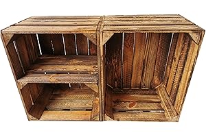 teramico Cagettes à Fruits/Bois flammées dans de Nombreuses Variantes – Idéal pour la Construction de Meubles ou pour Le Rangement – Très Solide et Stable