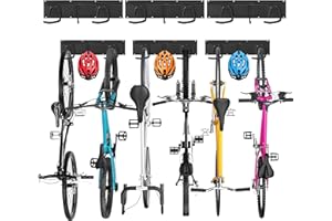 Sinoer 48 Inch Adjustable Bike Wall Mount Rack - Holds 6 Bicycles & 3 Helmets, Heavy Duty Steel Bike Hooks, Home/Garage Bike Storage Solution