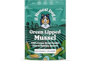 THE HONEST DOG CO Honest Dog Co. Green Lipped Mussel Powder For Dogs (100 Grams - 150 Servings) Mobility and Flexibility - Hip and Joint Support