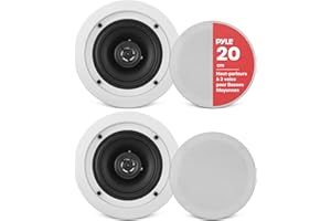 Pyle Enceintes 2 Voies à Encastrer – Haut-Parleurs Muraux/Plafond avec Woofer Graves Moyens, Bobine 2,5 cm Haute Température – Système Audio Intégré Clair et Puissant