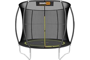 ‎ZOOMYO Zoomyo Gartentrampolin, sicheres Outdoor Trampolin für Kinder, rundes Kindertrampolin mit Sicherheitsnetz, Ø 244-366 cm bis 150 kg, TÜV und GS Zertifiziert, federloses Trampolin