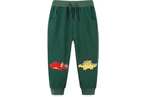 TCWWBB Boys Trousers Digger Dinosaur Reindeer Santa Claus Cotton Sweatpants Jogging Drawstring Tracksuit Pants Kids Girls Christmas Xmas Sport Jogger Bottoms Age 1-7 Years