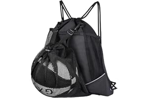 SOBEAU Sacca Sportiva,Zaino Sport Con Coulisse,Conserva Palloni Da Basket, Può Contenere Calcio Adatto Per Sport All'aria Aperta, Fitness, Escursionismo (Nero)