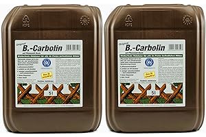 2x 5L B-Carbolin Holzlasur + 1x Bildmagnet! Öl Holzfarbe für optimalen Holzschutz Aussen, Braun, Ideal für Zaunfarbe, 2x 5 Liter Holzschutzlasur Wetterfest für Außen und Innen, ähnlich Holzlack 10l