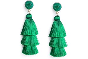 Me&Hz Colorful Layered Fashion Tassel Earrings Bohemian Big Dangle Drop Earrings for Women Girls Hypoallergenic Stud Birthday/Party/Valentine Day Gift