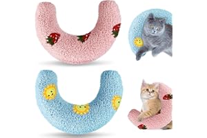 STSAIL 2Stück Beruhigungskissen für Hunde, Kissen für Katzen Nackenkissen Hund für Katzen oder Kleine Hunde, Halbes Donut Katzen und Hundekissen Katzenminze Kissen zum Schlafen Ausruhen Spielen (Blau+Rosa)