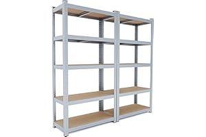 Arreditaly 2 Scaffali In Metallo E MDF Scaffale Ad Alta Portata Fino a 875 kg Con 5 Ripiani Regolabili Ideale Per Garage Officina Cantina Capannone Magazzino Design Modulare 180 x 90 x 40 cm