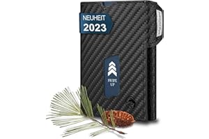 Wolfstrøm Slim Wallet mit Münzfach 'Ludvig' I 7+1 Karten Mini Geldbörse Herren klein, RFID Blocker I Damen Herren Portemonnaie klein I Credit Card Holder Geldbeutel Herren klein – Carbon