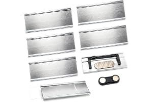 5 stycken namnskyltar magnet 72 × 31 mm – aluminium namnskyltar för kläder, stark dubbelmagnet, återanvändbara namnetiketter med pappersspår