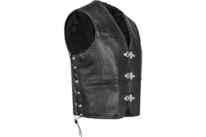 PAULGOS Lederweste Weste Kutte Leder Biker Rocker Motorrad Clubweste Bikerweste Motorradweste Schwarz BW6