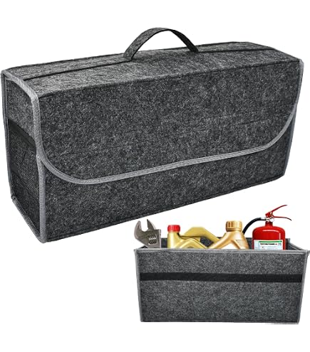 Organisateur Coffre Voiture - Sac Rangement Feutre - 50x24x17 Cm - Gris - Anti-Glisse