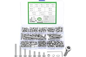SZSLMY 284 Pièces Set Vis M6 et Écrous avec Boulons à Tête Cylindrique à Six Pans Creux en Acier Inoxydable, Kit de Rondelles pour Réparation Bricolage