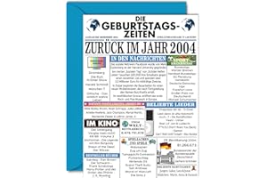 Stuff4 20. Geburtstagskarten für Männer Frauen - Zurück im Jahr 2004 Zeitung - 20 Alles Gute zum Geburtstag Jahrestag Hochzeitstag Karte Vintage Jahrgang Geboren 2004 127mm x 178mm Glückwunschkarten