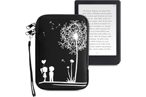 kwmobile Funda Universal para e-Book - Estuche de Neopreno con Cierre de Cremallera para e-Reader - Carcasa en Blanco/Negro