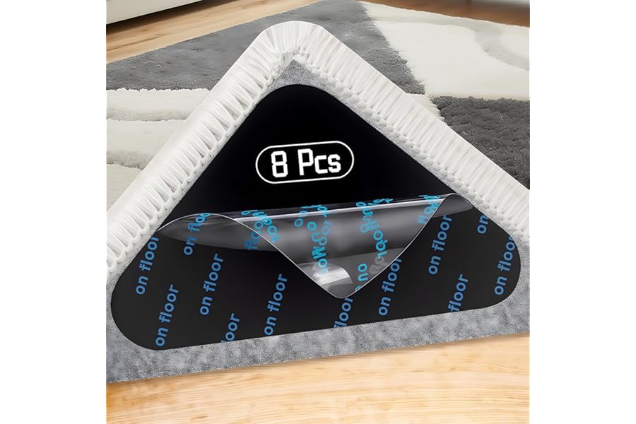 Rug Grippers for Laminate Floor, banpa Anti Slip Rug Underlay Stickers, Reusable & Washable Carpet Stickers for Rugs for Wooden, Marble Floors (Pack of 8)