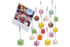 THE TWIDDLERS Pacco da 18 - Porta foto/note stilizzati e colorati - Perfette per tenere decorazioni o carte regalo natalizie, base solida in legno di pino con fermaglio a coccodrillo in acciaio