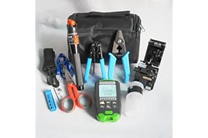 ALLGRIIT Fiber Optic FTTH Tool Kit Glasfaser Werkzeug Set, werkzeug mit optischem Leistungsmessgerät mit RJ45-Netzwerktest Visual Fault Locator Glasfaser Cleaver lwl miller