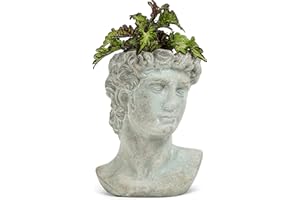 Abbott Collection Medium Male Head Planter, Cement, Gray