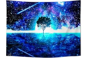 Roninkier Tenture Arbre de Vie Fluorescence - Tapisserie Murales Psychedelique Tentures Murales Indiennes Tapisseries Tenture Couverture Multicolore Tapestry UV Decoration pour Chambre Salon150X100