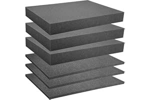 HZNZYHD 6PCS Square Foam Cube-40 X 30 X (5and1) CM,2 Sizes Cuttable Polyurethane Foam Inserts,Cushion Foam Packing Pads Use for Interlocking Cases Tool box Organizer Camera Storage Drawer and Crafts