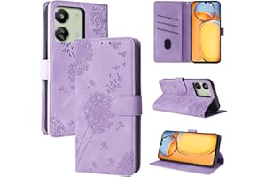 Rostsant Handyhülle für Xiaomi Redmi 13C/Redmi 13 C/Poco C65 Löwenzahn PU Leder Redmi 13C Flip Case Brieftasche Tasche Hülle Magnetisch Handyhülle für Redmi 13C Violett