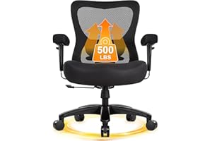 IWMH Ergonomiczne krzesło biurowe 200 kg, duże i wysokie krzesła biurowe z siateczką, szerokie siedzisko, regulowane podparcie lędźwiowe i podłokietniki 4D