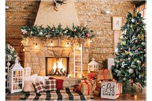 AIIKES 7x5FT Weihnachten Kulissen für Fotografie Weihnachten Kamin Foto Kulissen Vinyl Weihnachtsbaum Fotografie Kulisse Photo Booth Studio Requisiten 11-784